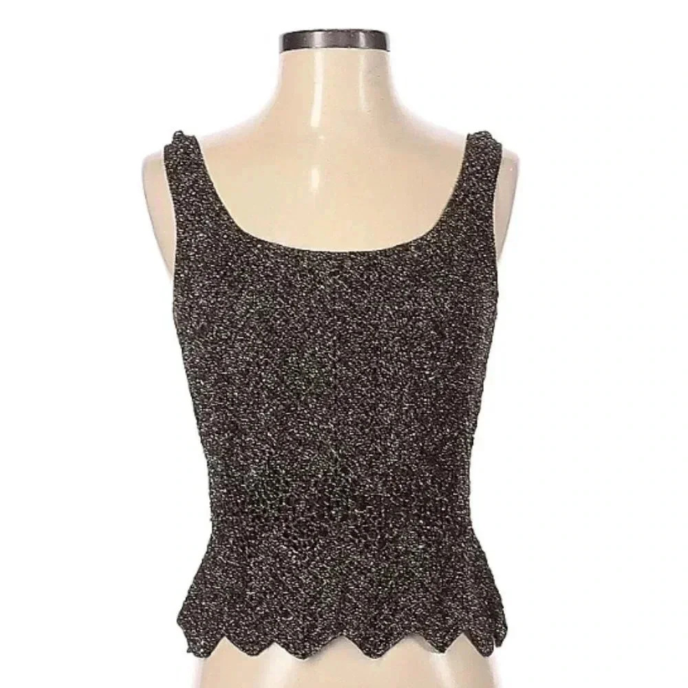 Carmen Marc Valvo Collection Metallic Sleeveless Blouse